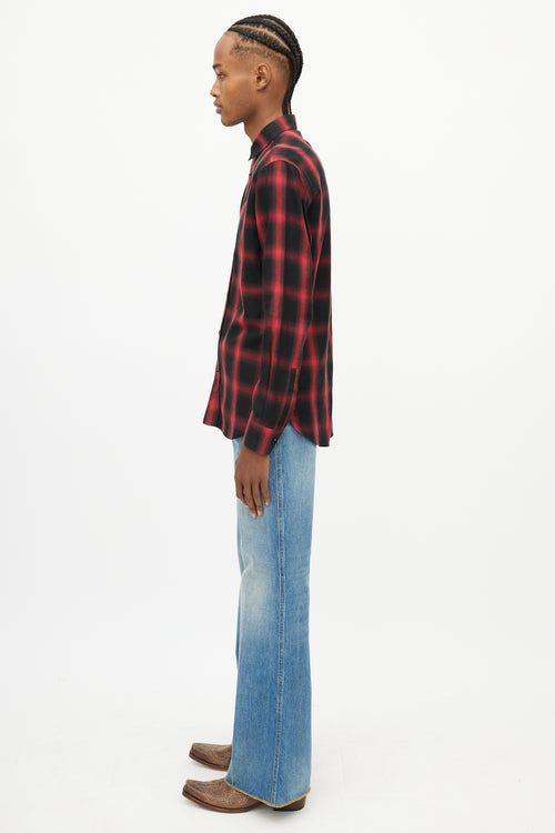 Saint Laurent Red & Black Plaid Shirt