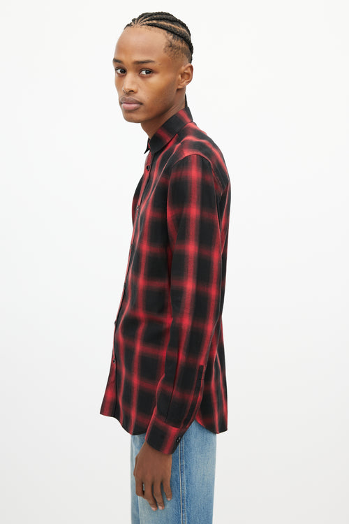 Saint Laurent Red & Black Plaid Shirt