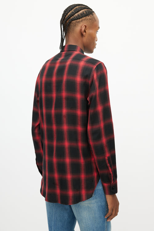 Saint Laurent Red & Black Plaid Shirt