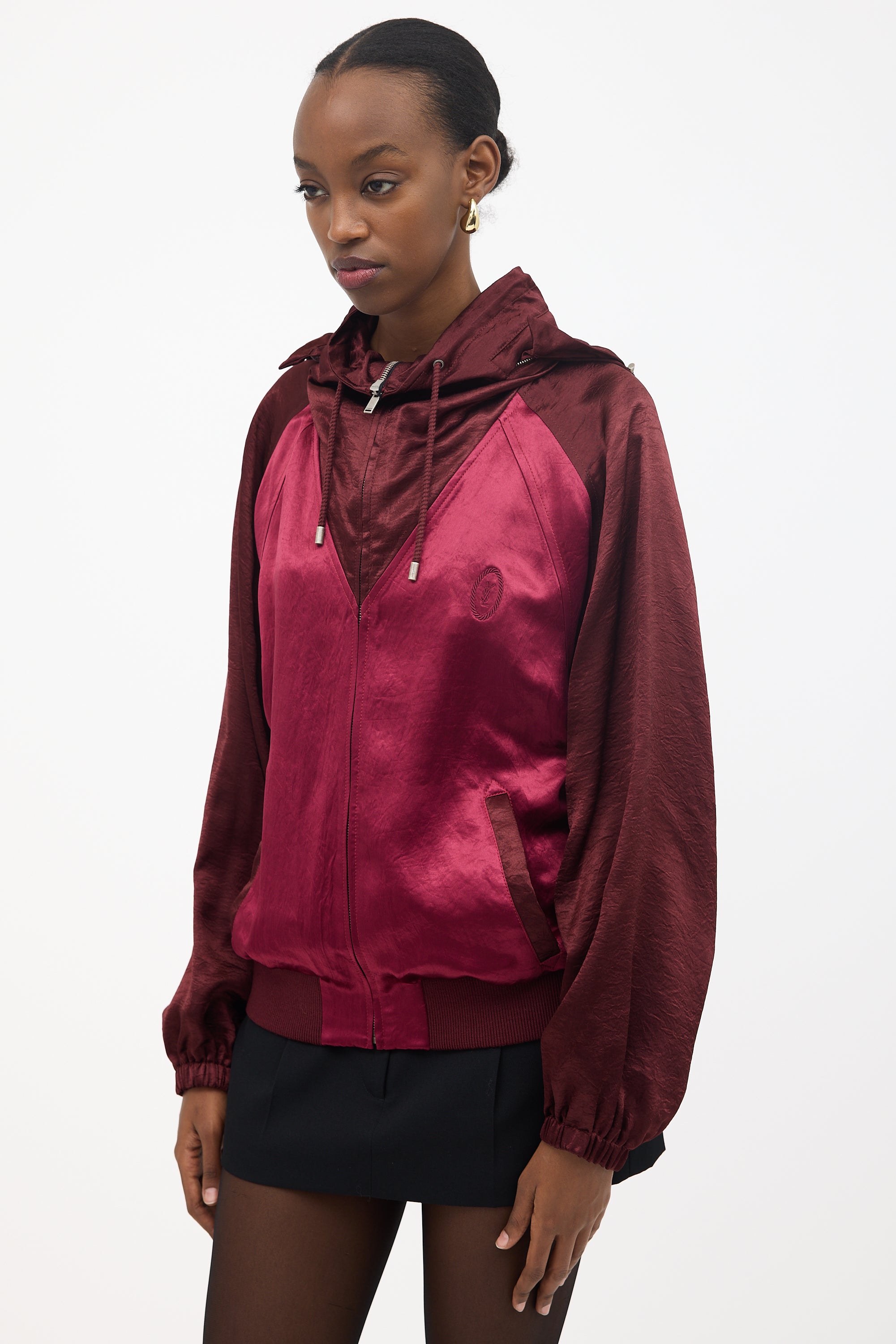 Saint Laurent Satin Funnel Neck Jacket