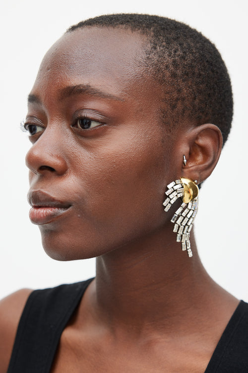 Saint Laurent Silver & Gold Jewel Swirl Earrings