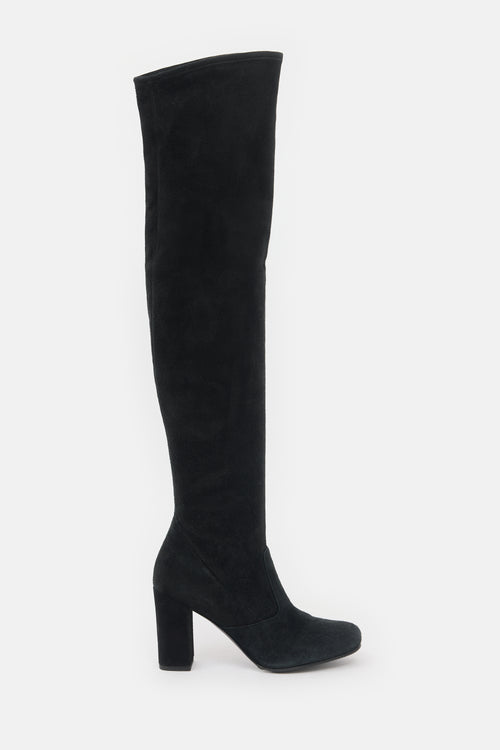 Saint Laurent Suede Thigh Boot