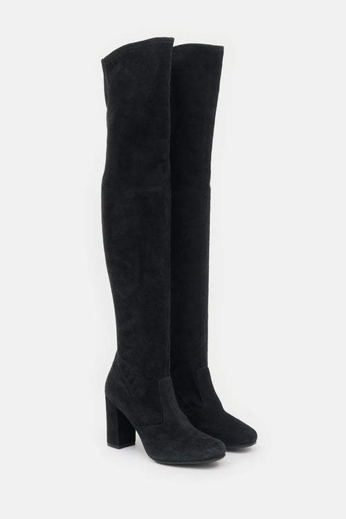 Saint Laurent Suede Thigh Boot
