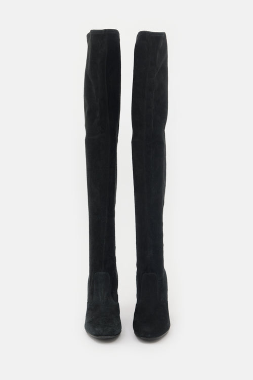 Saint Laurent Suede Thigh Boot