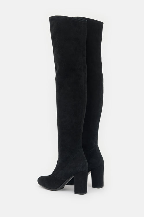 Saint Laurent Suede Thigh Boot