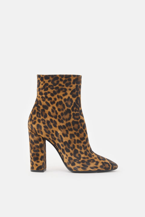Saint Laurent Printed Suede Lou Ankle Boot
