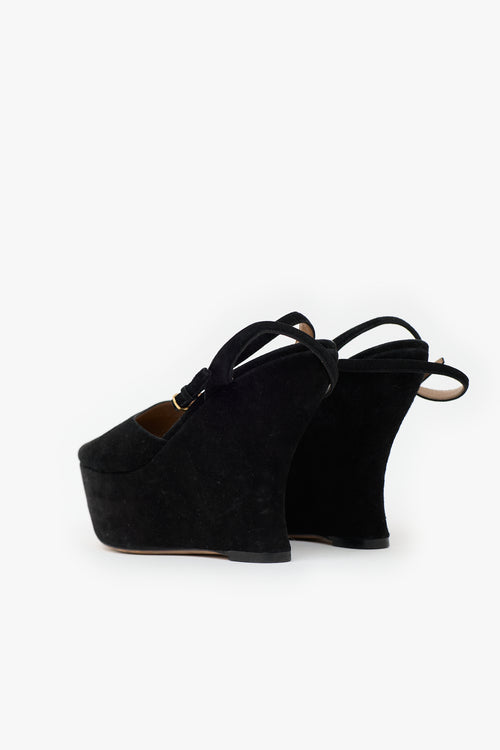 Saint Laurent Suede Wedge Sandal