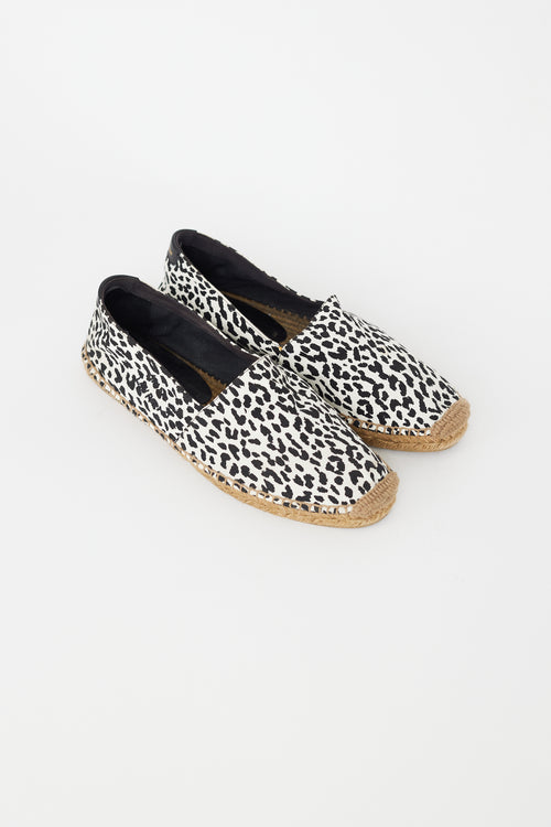 Saint Laurent Black & White Canvas Espadrille Loafer