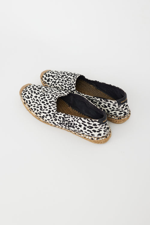 Saint Laurent Black & White Canvas Espadrille Loafer