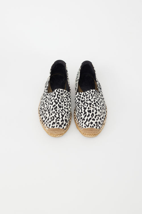 Saint Laurent Black & White Canvas Espadrille Loafer