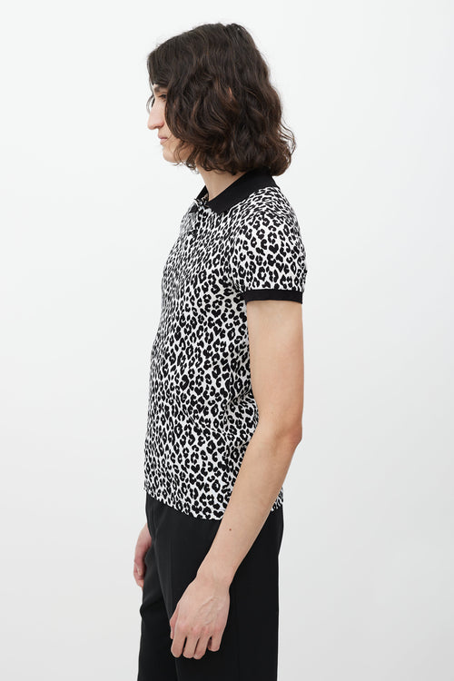 Saint Laurent White & Black Patterned Polo