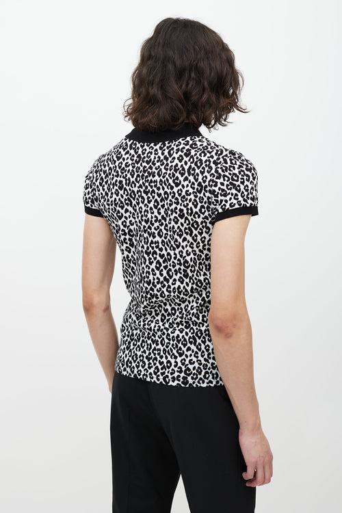 Saint Laurent White & Black Patterned Polo
