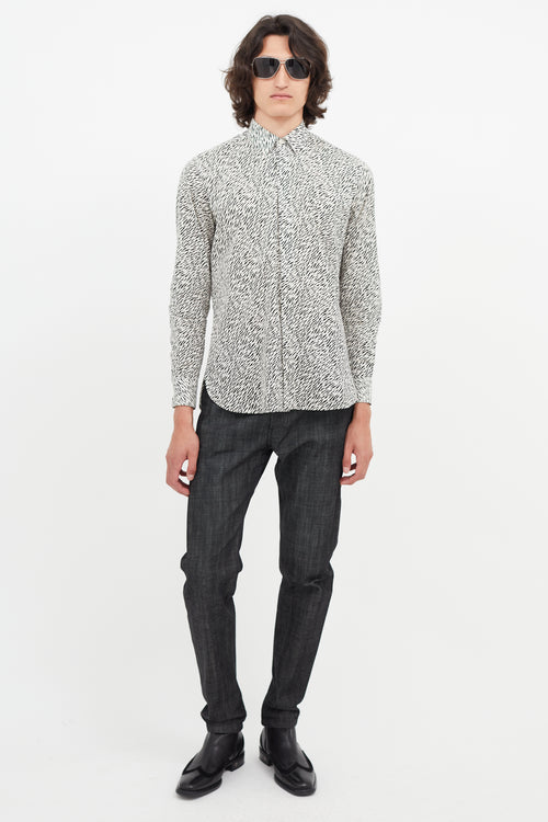 Saint Laurent White & Black Print Shirt