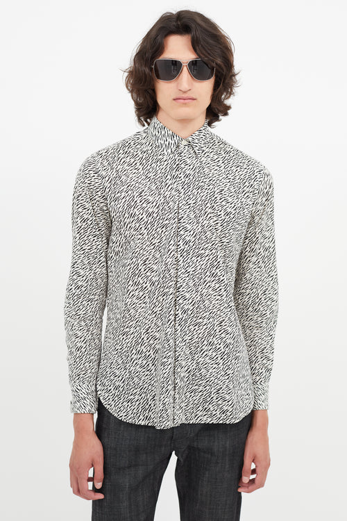 Saint Laurent White & Black Print Shirt