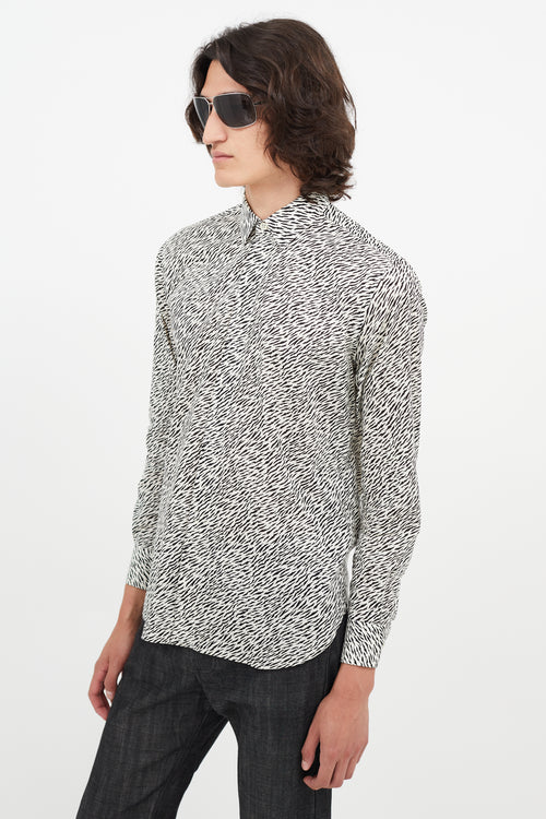 Saint Laurent White & Black Print Shirt