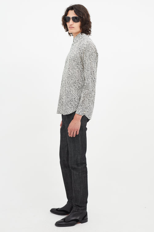 Saint Laurent White & Black Print Shirt