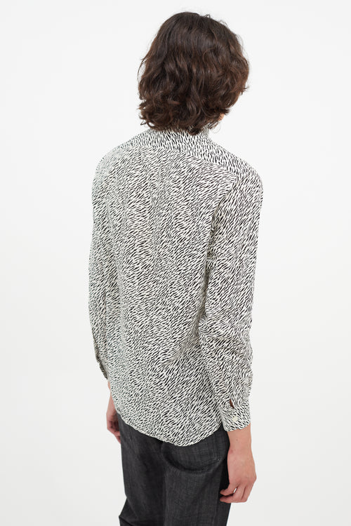 Saint Laurent White & Black Print Shirt