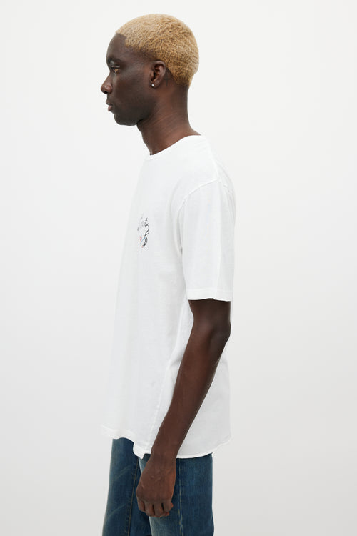 Saint Laurent White & Multicolour Smoking Logo T-Shirt