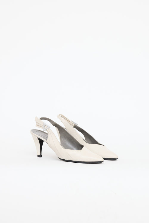 Saint Laurent 1986 Leather Wing Slingback Pump