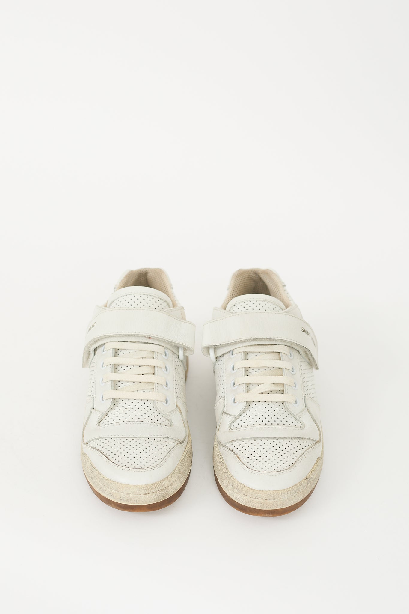 Saint Laurent White SL24 Perforated Low Sneaker