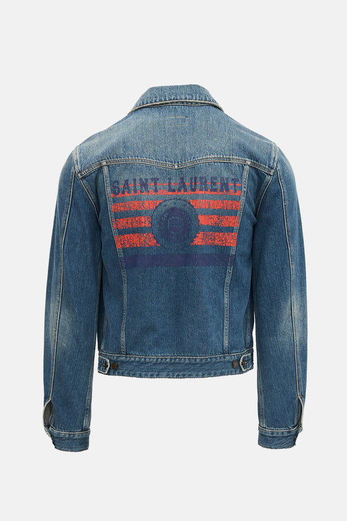 Saint Laurent 2018 Denim Stripe Logo Jacket