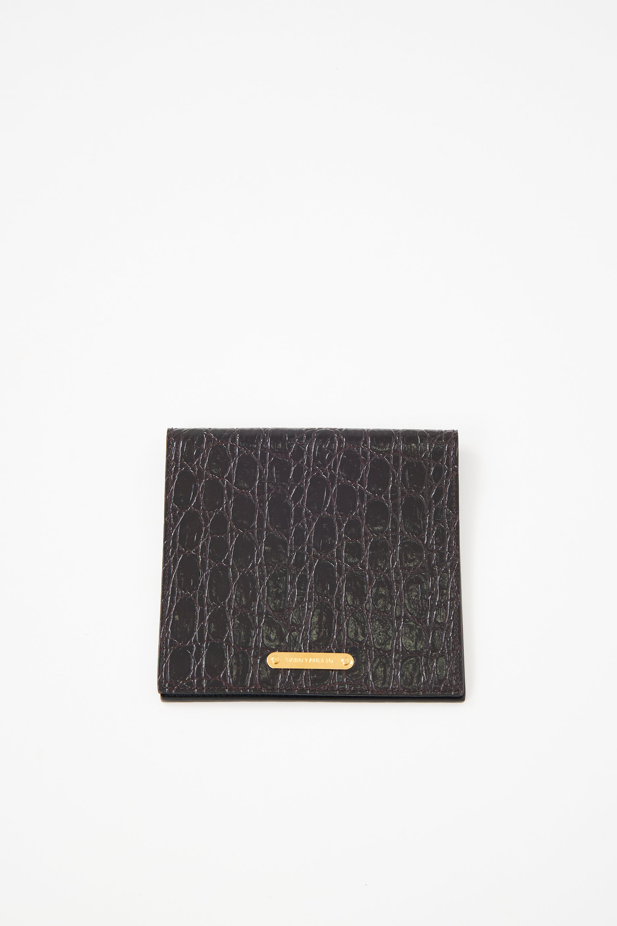 Saint Laurent Embossed Leather Passport Holder
