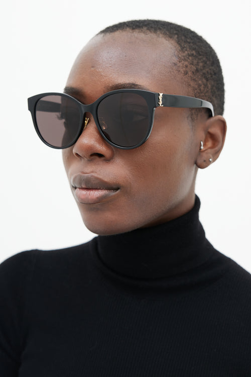 Saint Laurent Black & Gold SLM39 Logo Sunglasses