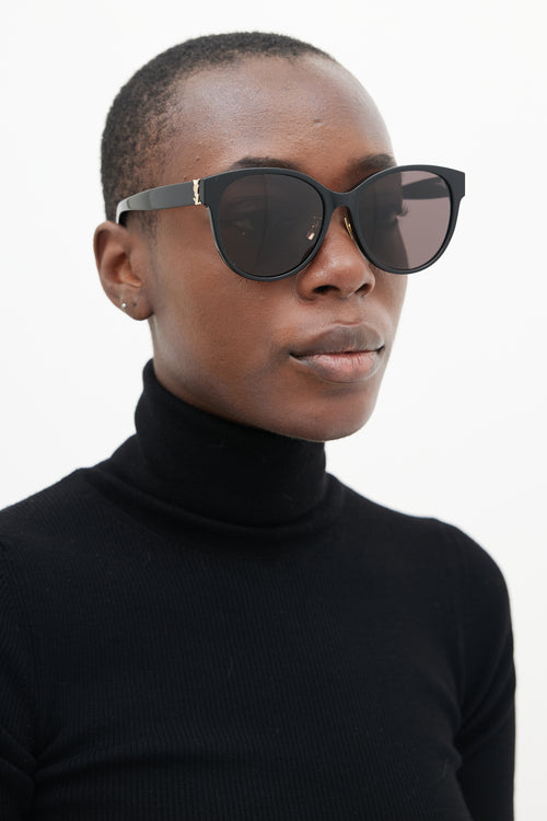 Saint Laurent Black & Gold SLM39 Logo Sunglasses