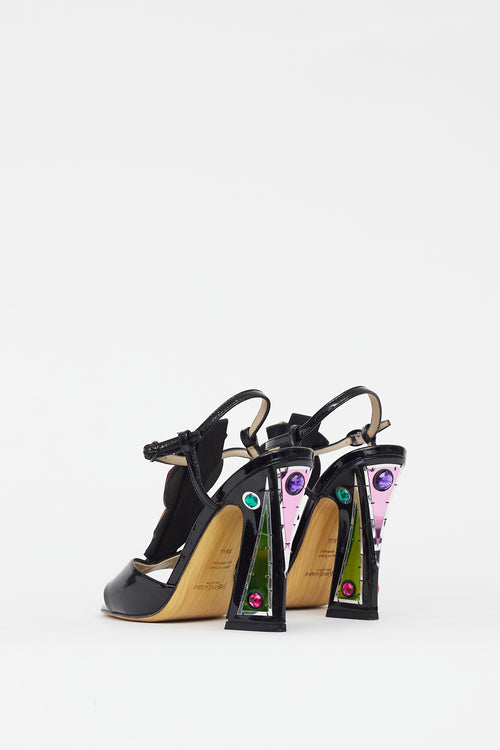Saint Laurent Black & Multicolour Jewel Patent Sandal