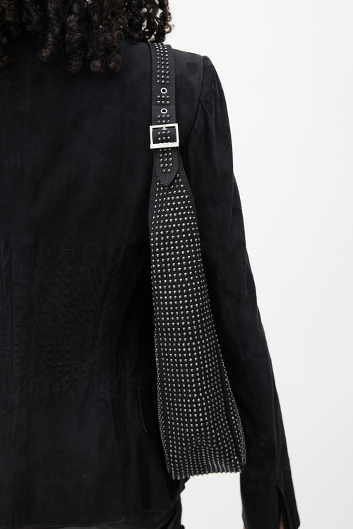 Saint Laurent Black & Silver Le 5 a 7 Medium Rhinestone Bag