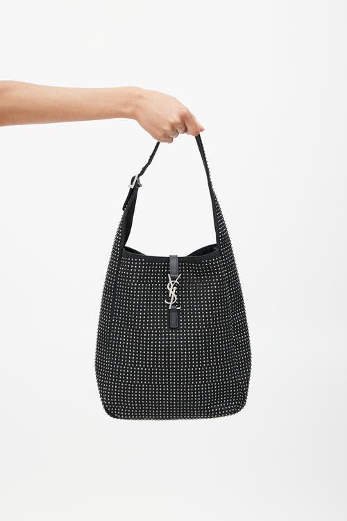 Saint Laurent Black & Silver Le 5 a 7 Medium Rhinestone Bag