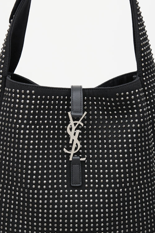 Saint Laurent Black & Silver Le 5 a 7 Medium Rhinestone Bag