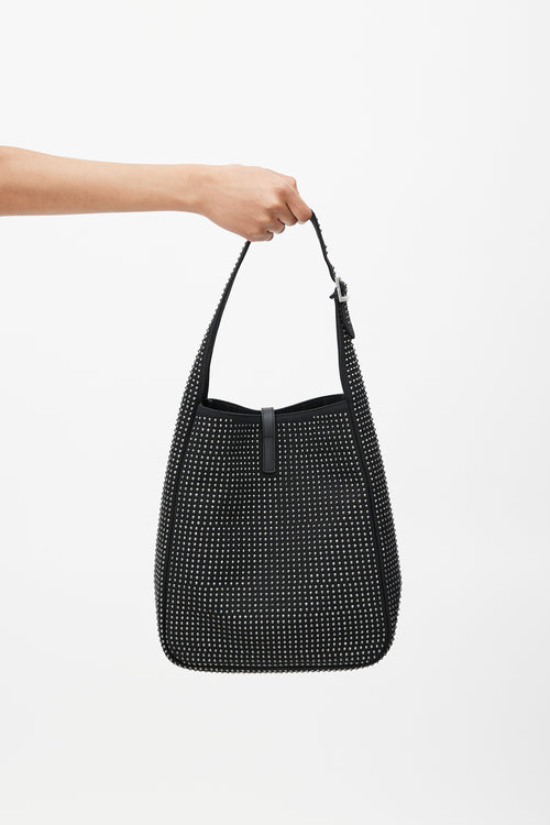 Saint Laurent Black & Silver Le 5 a 7 Medium Rhinestone Bag