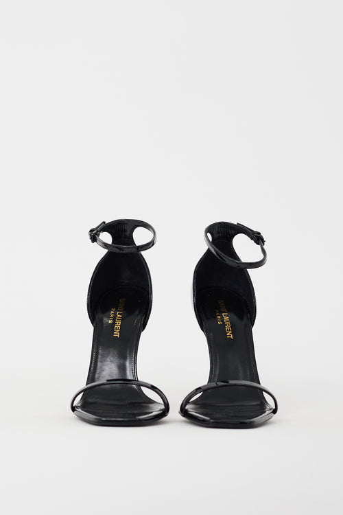 Saint Laurent Black & Gold Opyum 100 Logo Sandal