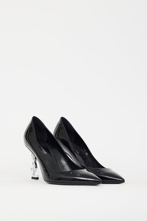 Saint Laurent Black & Silver Opyum Logo Heel
