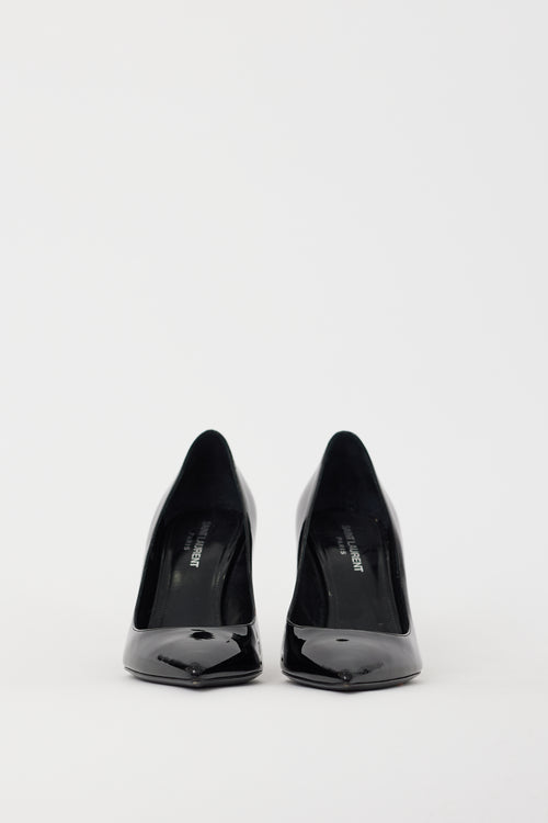 Saint Laurent Black & Silver Opyum Logo Heel