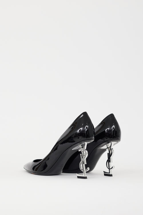 Saint Laurent Black & Silver Opyum Logo Heel