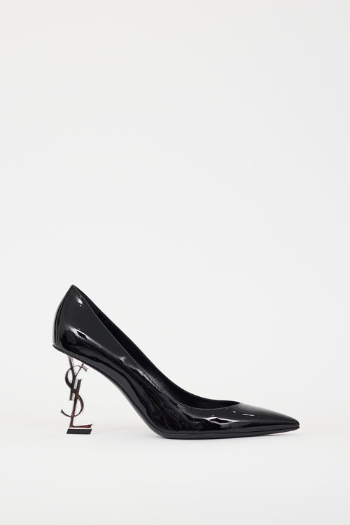 Saint Laurent Black & Silver Opyum Logo Heel