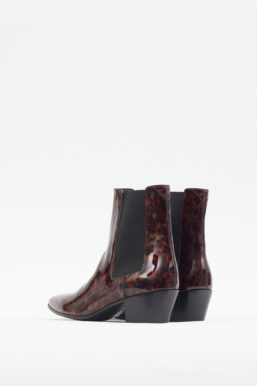 Saint Laurent Brown & Black Patent Leather Printed Boot