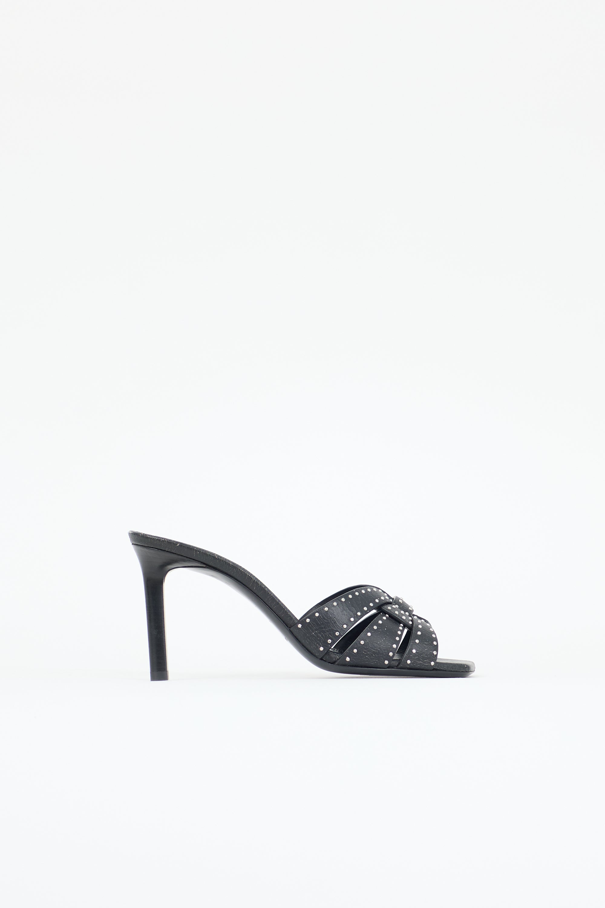 Saint Laurent Cracked Leather Tribute Mule