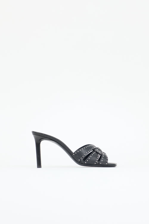 Saint Laurent Cracked Leather Tribute Mule
