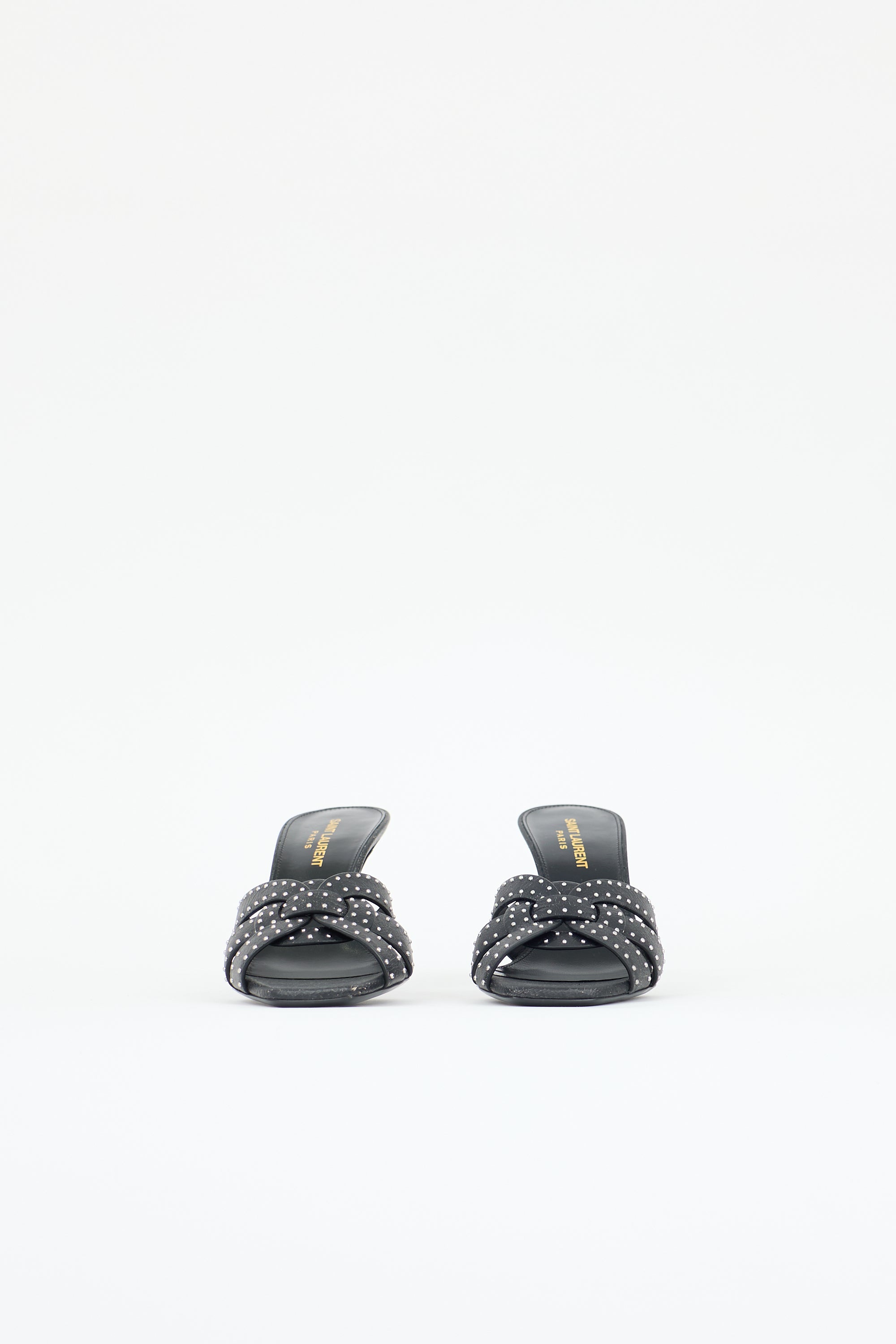 Saint Laurent Cracked Leather Tribute Mule