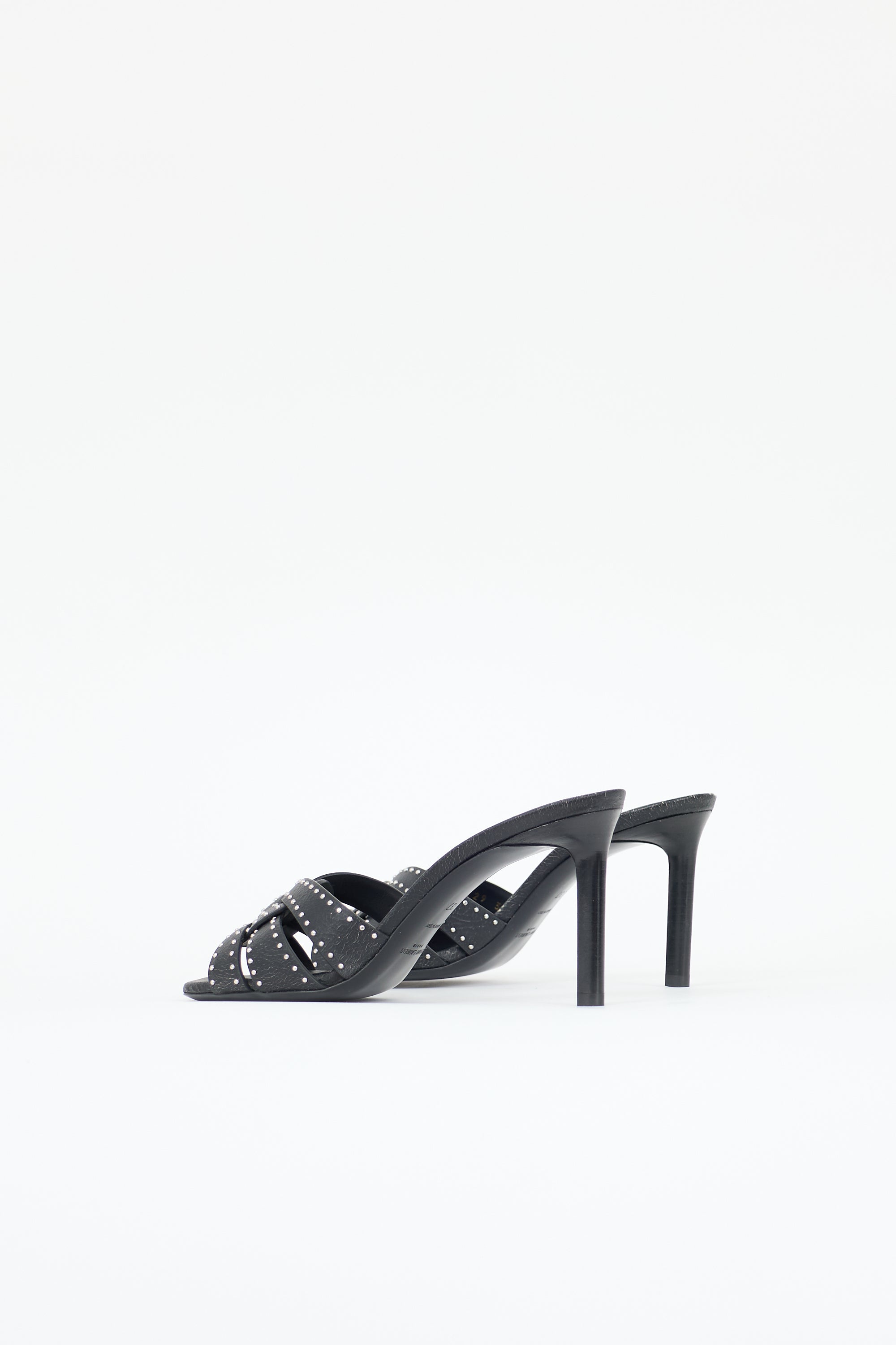 Saint Laurent Cracked Leather Tribute Mule