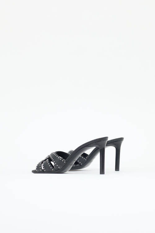 Saint Laurent Cracked Leather Tribute Mule