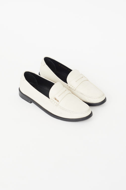 Saint Laurent Cream & Black Leather Loafer