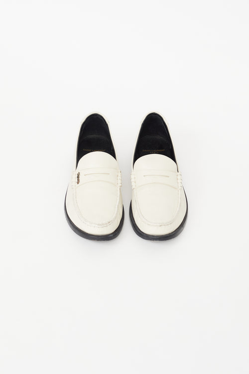 Saint Laurent Cream & Black Leather Loafer