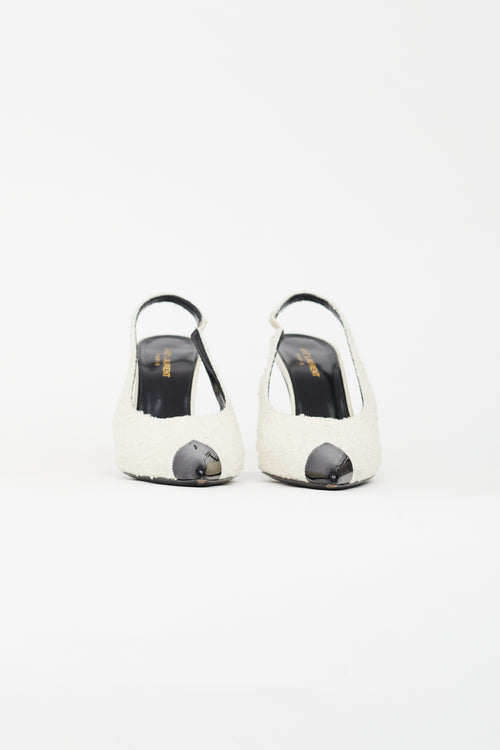 Saint Laurent Cream & Black Tweed Slingback Pump