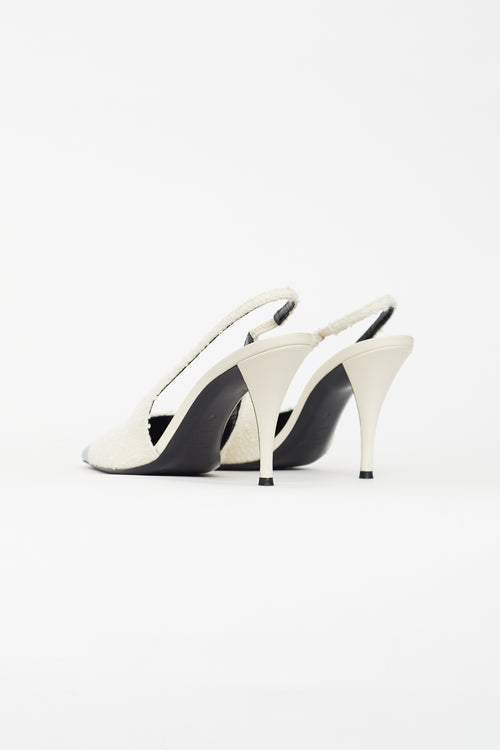 Saint Laurent Cream & Black Tweed Slingback Pump
