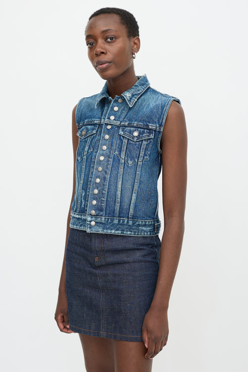 Saint Laurent Distressed Denim Vest