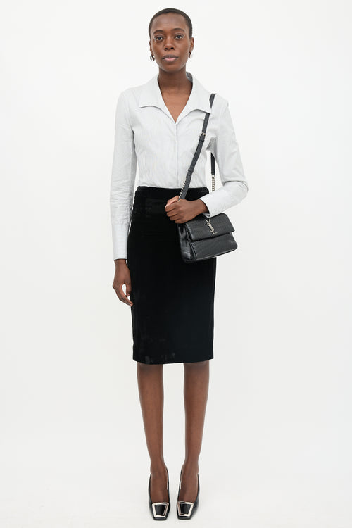 Saint Laurent Embossed Leather Small West Hollywood Bag
